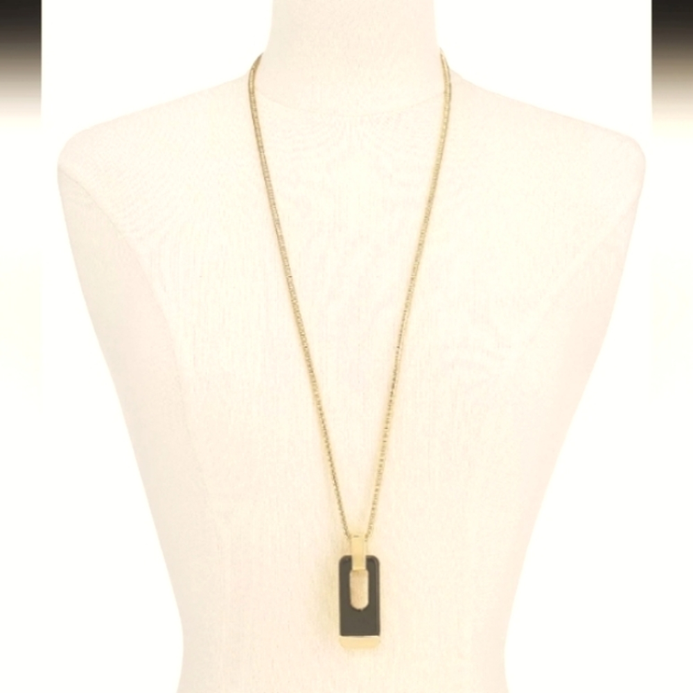 Alfani Gold-Tone & Black Acrylic Necklace